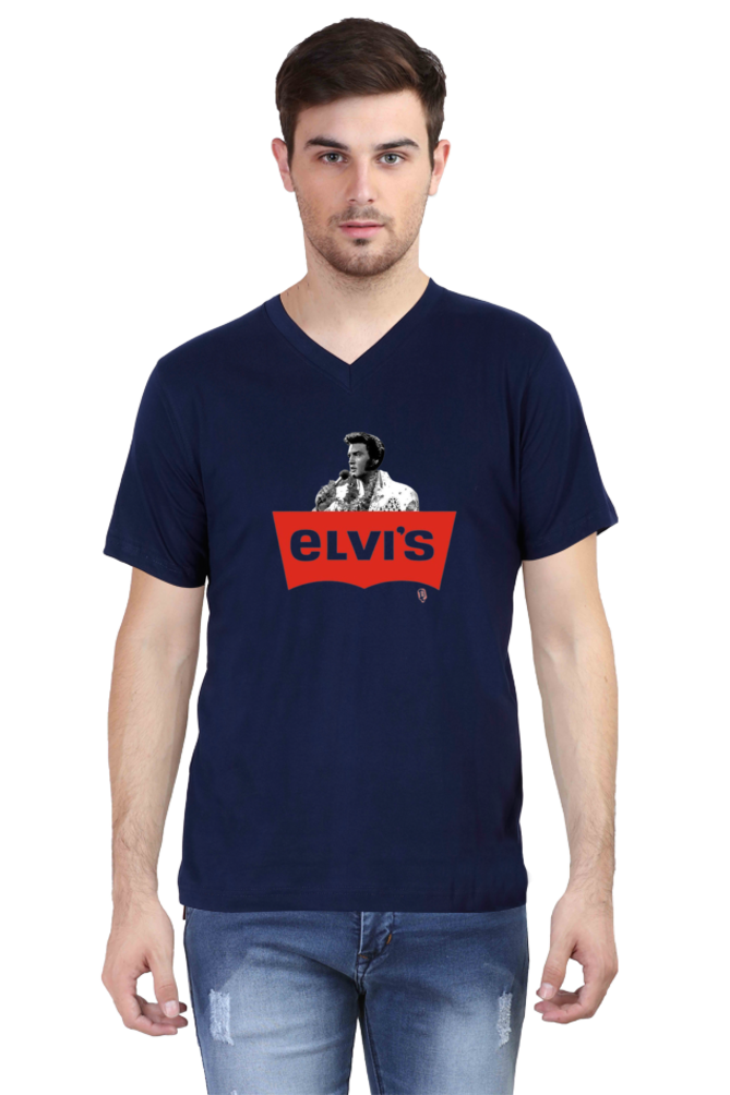 Men's V Neck Half Sleeve T-Shirt_Elvis