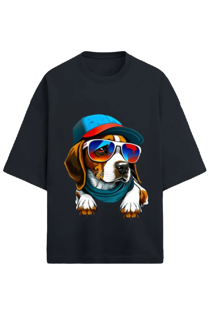 Unisex Oversized Terry T-Shirt_Dog With Glasses