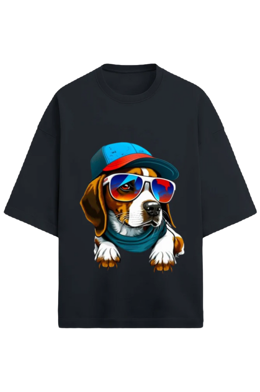 Unisex Oversized Terry T-Shirt_Dog With Glasses