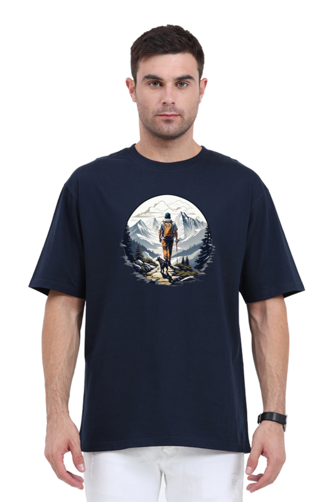 Men's Oversize Half Sleeve T-Shirt_Snow Mountains