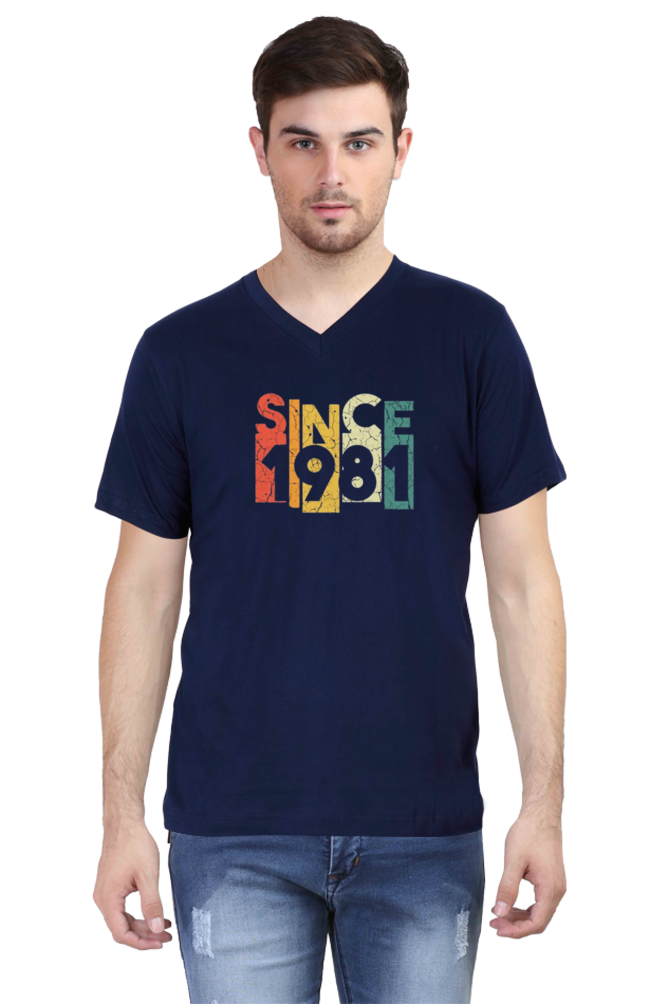 Men's V Neck Half Sleeve T-Shirt_Since 1981