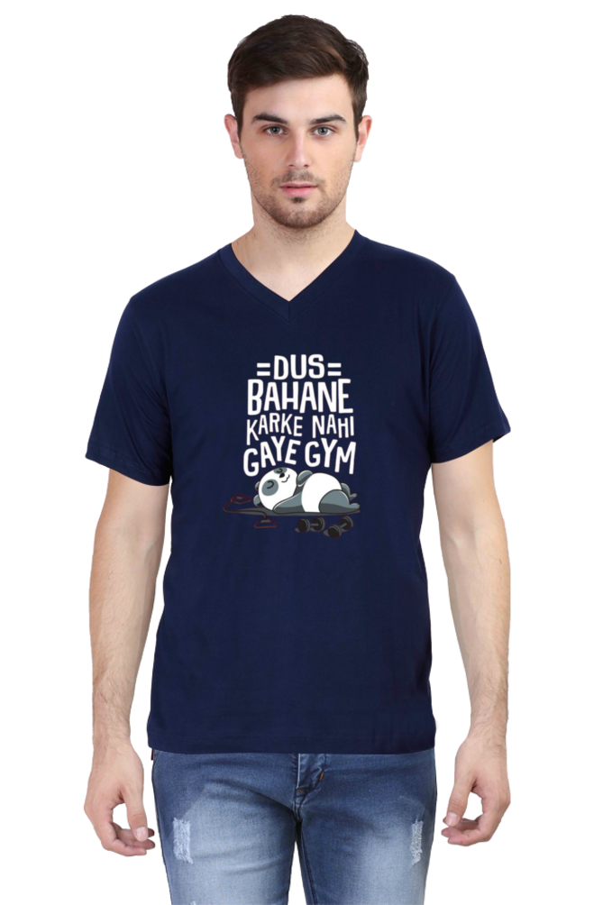 Men's V Neck Half Sleeve T-Shirt_Gym Humor