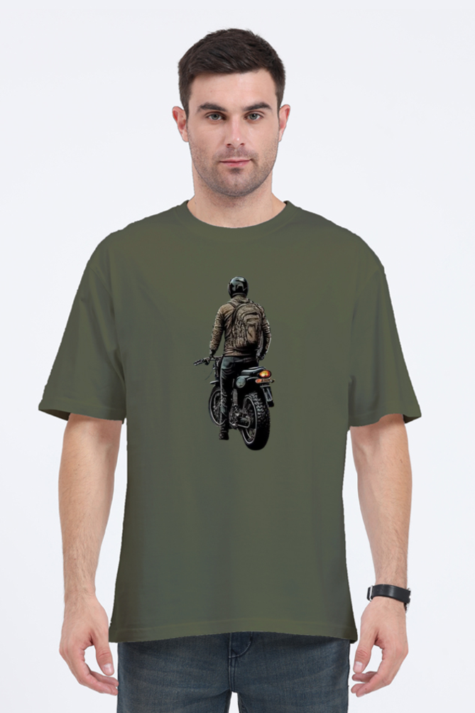 Men's Oversize Half Sleeve T-Shirt_Man On Bike