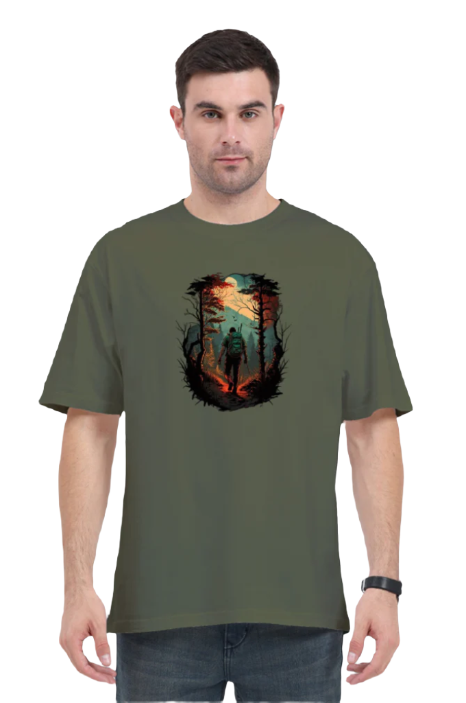 Men's Oversize Half Sleeve T-Shirt_Into The Woods