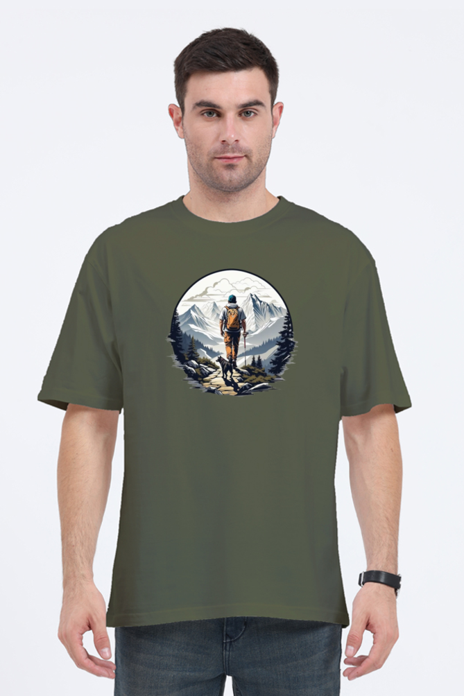 Men's Oversize Half Sleeve T-Shirt_Snow Mountains