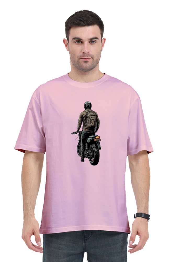 Men's Oversize Half Sleeve T-Shirt_Man On Bike