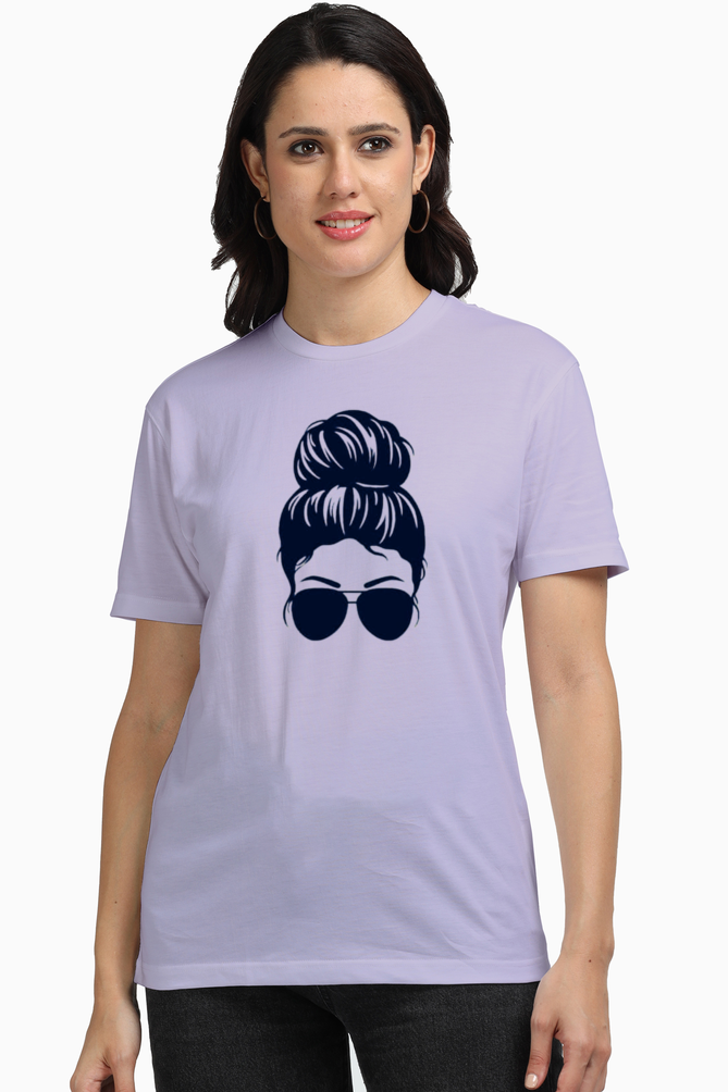 Women Supima T-Shirts_Girl with Bun_Cartoon Collection