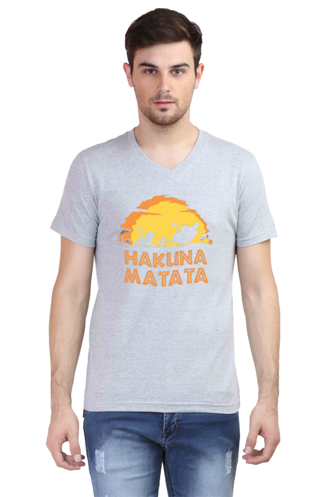 Men's V Neck Half Sleeve T-Shirt_Hakuna Matata