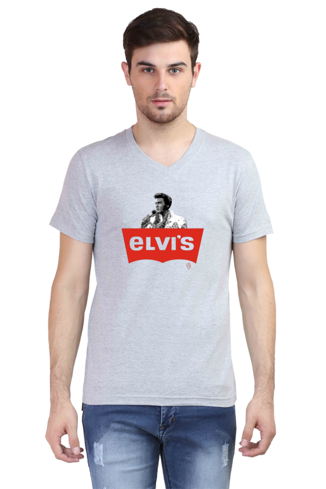 Men's V Neck Half Sleeve T-Shirt_Elvis