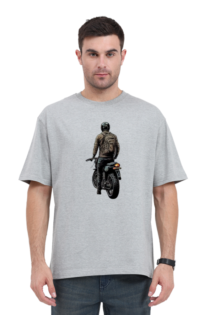 Men's Oversize Half Sleeve T-Shirt_Man On Bike