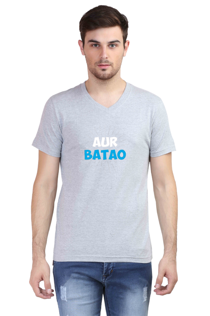 Men's V Neck Half Sleeve T-Shirt_Aur Batao