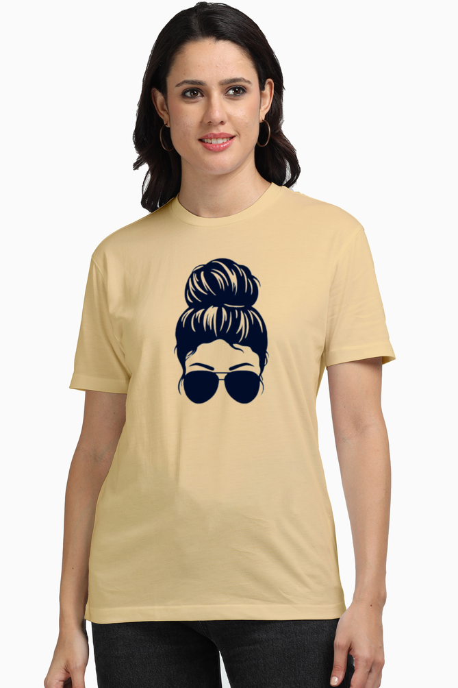 Women Supima T-Shirts_Girl with Bun_Cartoon Collection