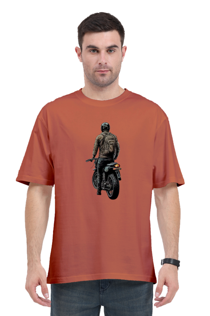 Men's Oversize Half Sleeve T-Shirt_Man On Bike