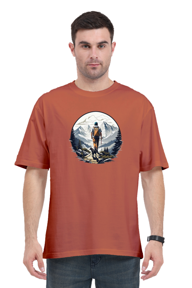 Men's Oversize Half Sleeve T-Shirt_Snow Mountains