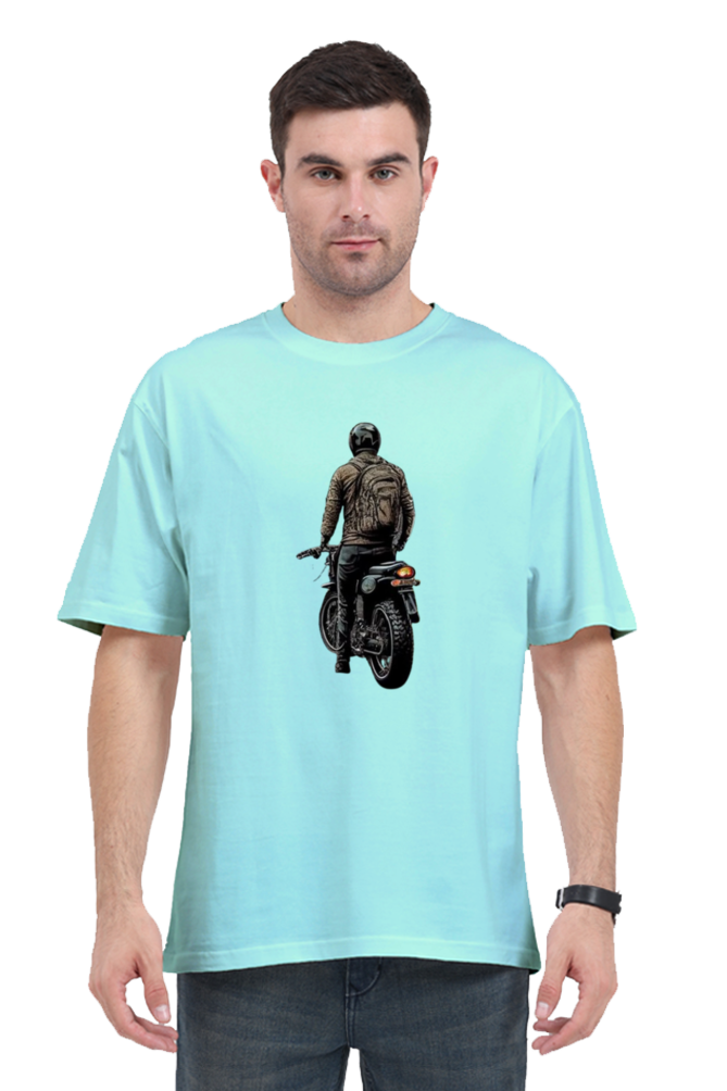 Men's Oversize Half Sleeve T-Shirt_Man On Bike