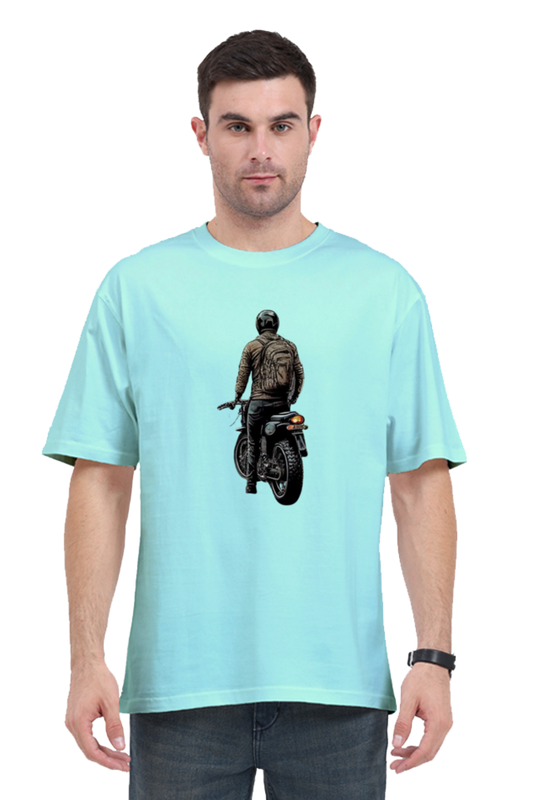 Men's Oversize Half Sleeve T-Shirt_Man On Bike