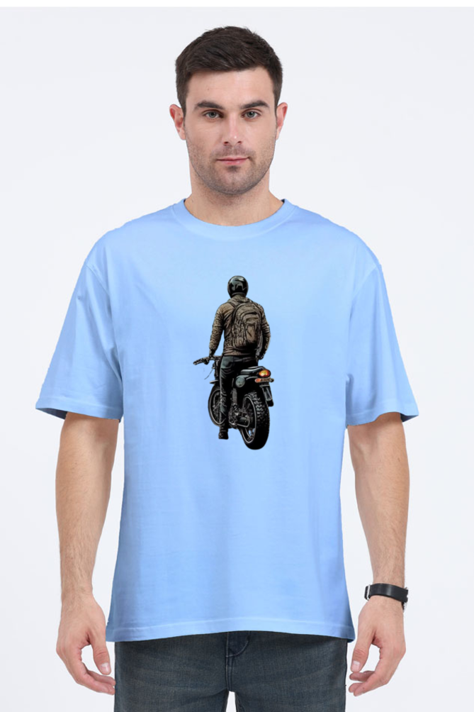 Men's Oversize Half Sleeve T-Shirt_Man On Bike