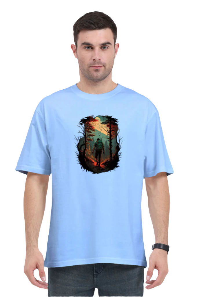 Men's Oversize Half Sleeve T-Shirt_Into The Woods