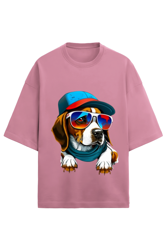 Unisex Oversized Terry T-Shirt_Dog With Glasses