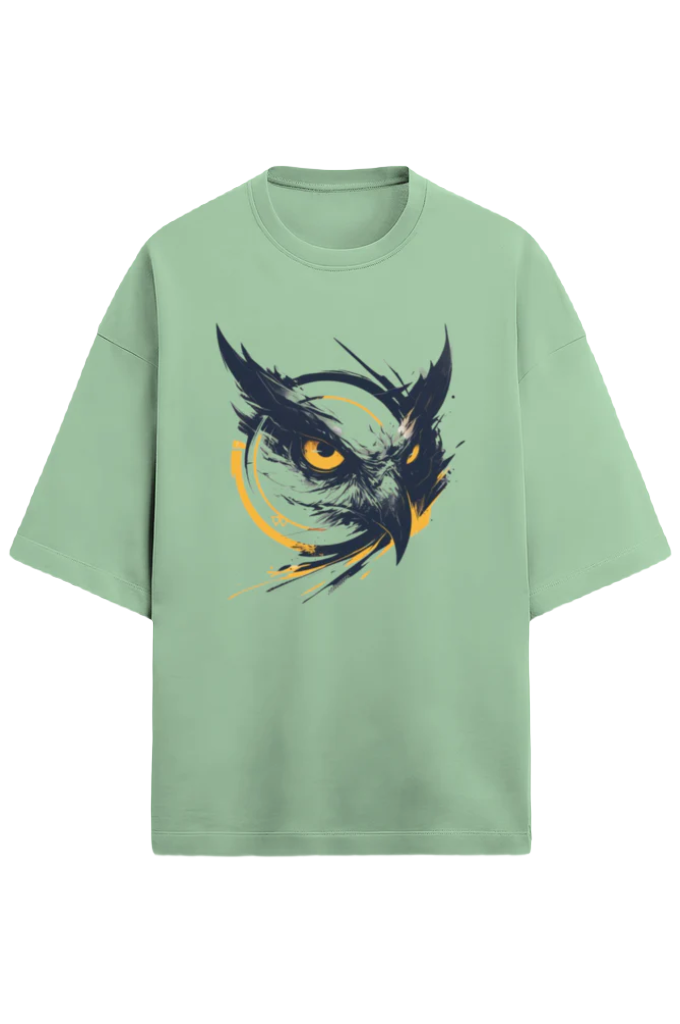 Unisex Oversize Terry T-Shirt_Angry Eagle