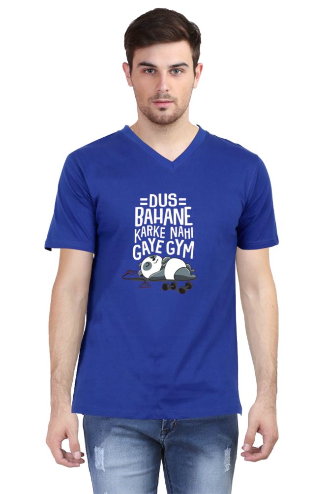 Men's V Neck Half Sleeve T-Shirt_Gym Humor