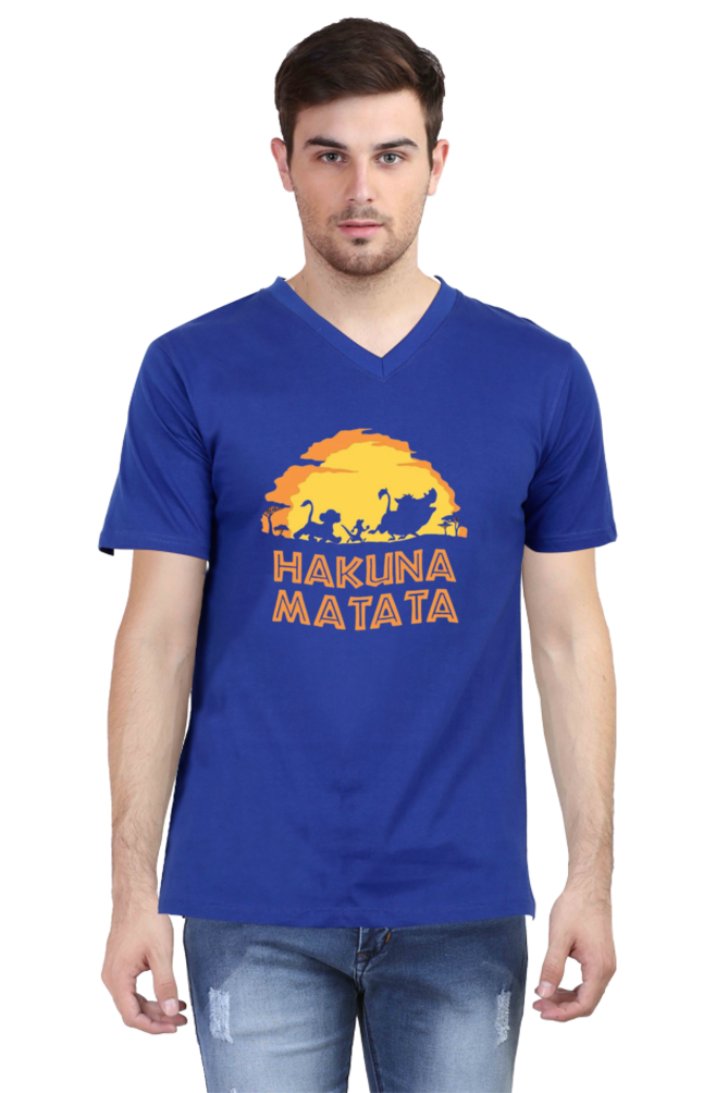 Men's V Neck Half Sleeve T-Shirt_Hakuna Matata