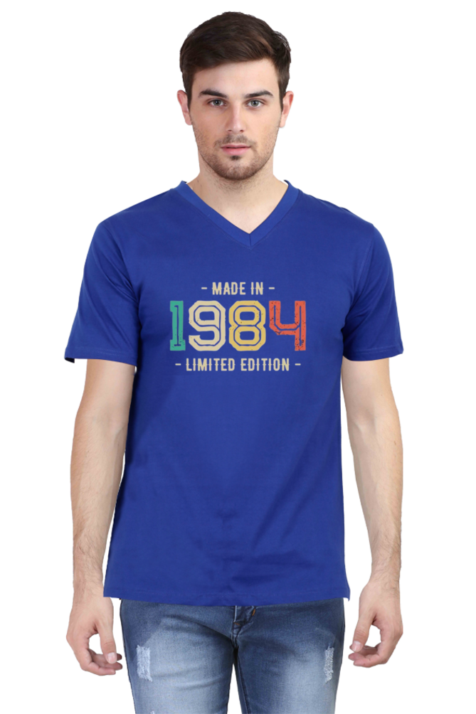 Men's V Neck Half Sleeve T-Shirt_1984 LE